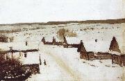 Isaac Levitan Village,Winter Spain oil painting artist